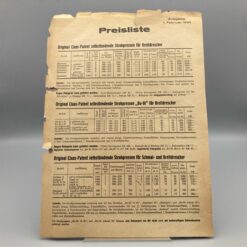 CLAAS Prospekt Strohpressen Preisliste 1939