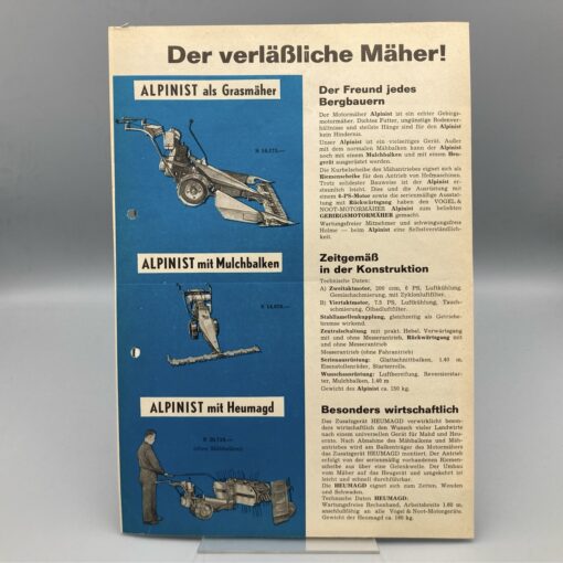 VOGEL & NOOT Prospekt Mäher ALPINIST und Kombigerät WIESEL
