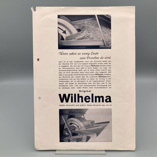 WILHELMA Prospekt Gebläse, Kurzstrohschurre und Schneideinleger