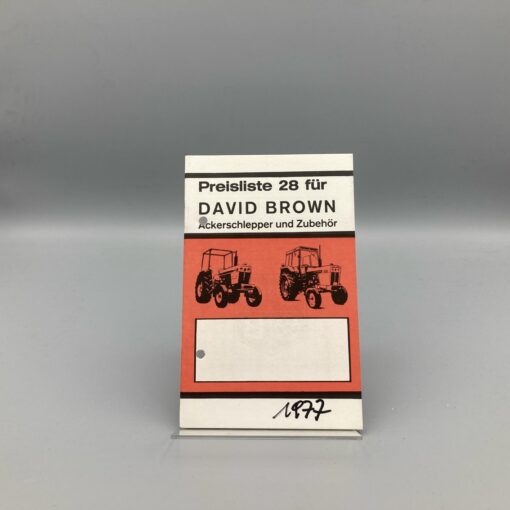 DAVID BROWN Preisliste 28 für Ackerschlepper u. Zubehör