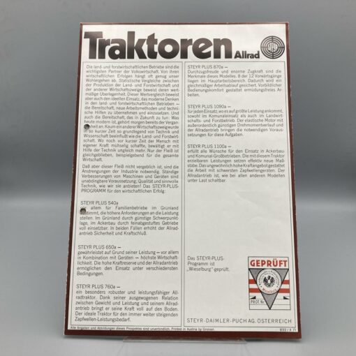 AgRaritäten Shop STEYR Prospekt/Poster PLUS Traktoren