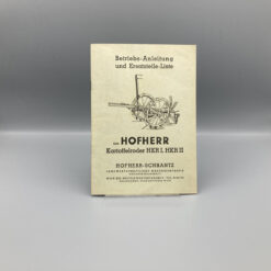 HOFHERR-SCHRANTZ Betriebsanleitung Ersatzteilliste Kartoffelroder