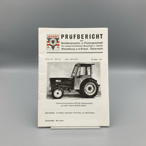 STEYR Prüfbericht Fahrerschutzrahmen Traktor 540s