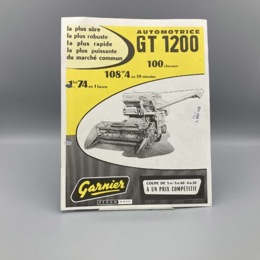 GARMIER Prospekt Mähdrescher Automatrice GT1200