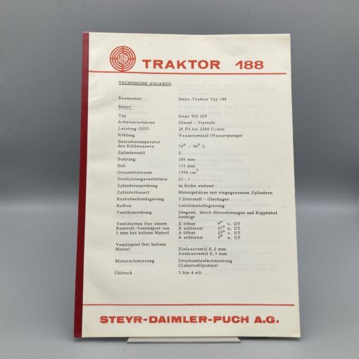 STEYR Technische Angaben zu Diesel-Traktor 188