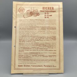 EICHER Prospekt Diesel-Ackerschlepper 16/25/30PS