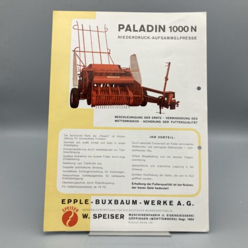 Epple Prospekt Aufsammelpresse Paladin 1000N