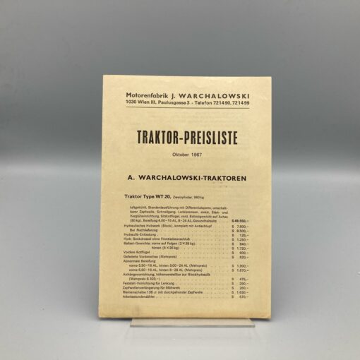 WARCHALOWSKI Traktor-Preisliste 10/1967