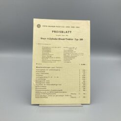 STEYR Prospekt Preisblatt Traktor 288, 03/1963