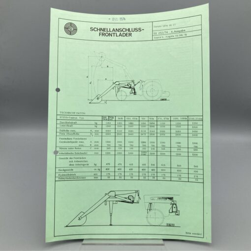 STEYR Technische Daten zu Schnellanschluss-Frontlader